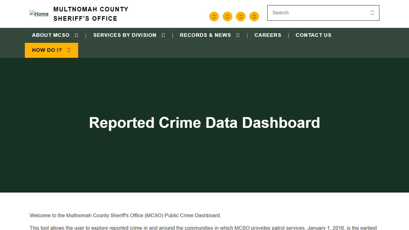 Reported Crime Data Dashboard | Multnomah County Sheriff's Office